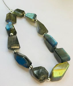 Faceted Labradorite Nugget shape Gemstone Cabochon Strand 125 Ct. - Picture 1 of 9
