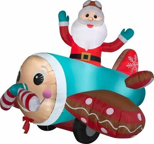 WEIHNACHTEN WEIHNACHTSMANN ANIMIERTES FLUGZEUG AUFBLASBAR LUFTGEBLASEN 7 FUSS - Bild 1 von 3