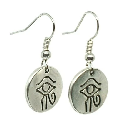 Pendientes Ojo de Horus 15mm Peltre Egipcio Udjat Vitalidad Protección Salud Foto 1 de 4