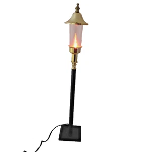 Vintage 22" Brass Gold Flicker Flame Electric Lamp Post For Christmas Display - Picture 1 of 16