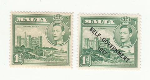 MALTA 1943 and 1948. 1d. OP "SELF-GOVERNMENT 1947".  Verdala Palace. MNH Cover