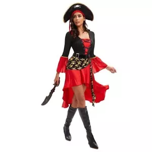 Damen Cosplay Pirat Piratin Kleid Kostüm Rot Karneval Hut Paket Piratenkostüm*** - Bild 1 von 10