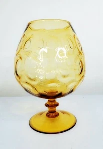 VTG Empoli Italy Art Glass Graduated Amber Coin Optic Snifter Brandy Goblet 8.5" - Bild 1 von 12