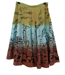Artsy Volant Rock Größe S Small Ethno Tribal FUNKY PEOPLE Blumen Pailletten ombre - Bild 1 von 9
