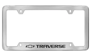Chevrolet Traverse wordmark chrome plated metal license plate frame - Foto 1 di 2