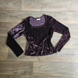 Top de terciopelo marrón manga larga - suave y elegante - Imagen 1 de 5