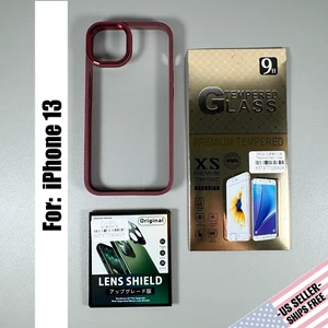 Funda para iPhone 13 - Transparente con Marco Cereza Oscura | Protector de Pantalla y Lente - Imagen 1 de 17