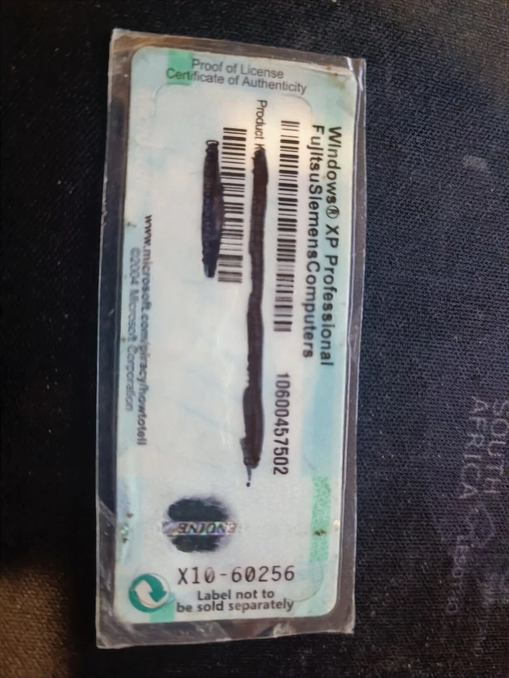 Genuina Licencia Windows XP Professional para todos los pcs COA Etiqueta - Imagen 1 de 1