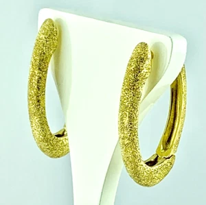 ORECCHINI DONNA ORO 18 KT OVALI PENDENTI DIAMANTATI LUMINOSI ROBUSTI ORO GIALLO - Foto 1 di 8