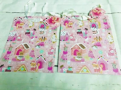 Pink Dogs Christmas Gift Bag With Tags Set Of 2  8” X 10” - Image 1 of 3
