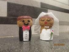 Hand Painted Corks Bride And Groom Cake Or Gift Topper