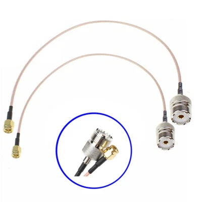 2Pcs SO239 UHF Female PL259 to SMA Male Plug RG316 Cable Jumper Pigtail Adapter - Image 1 of 4