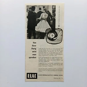 1958 Elac Plattenspieler Bingo Mirastar Phonogeräte Werbeanzeige Reklame Werbung - Picture 1 of 1