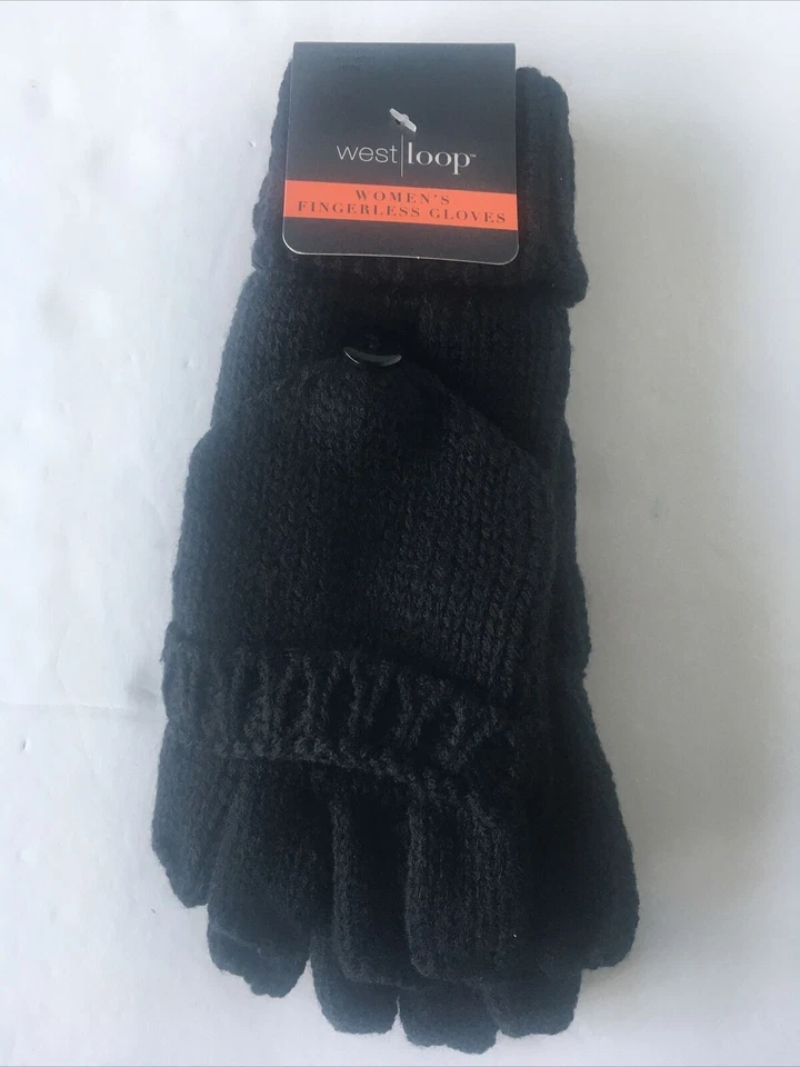 2 Set West Loop Women’s Fingerless Gloves Color Black