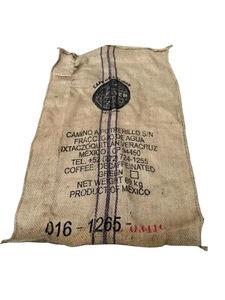 Cafe De Calidada Burlap Coffee Bag Graphic Purple Stripe Mexico - Picture 1 of 6