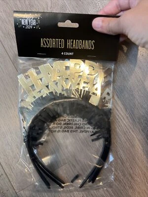 OLD EAST MAIN “Happy New Year” Assorted Headbands-4 Count- NEW in Packing