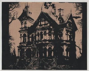 HAUNTED HOUSE 2 Scratchboard Art 8 x 10 - Picture 1 of 1