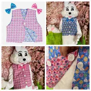 Professional Easter Bunny Mascot Costume Vest & Bow Tie Set New - Picture 1 of 6