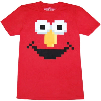 Camiseta Sesame Street Elmo Face Pixel Foto 1 de 2