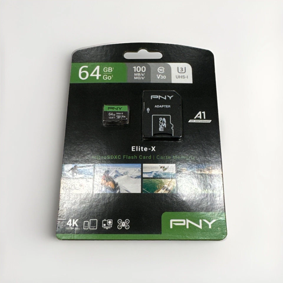 Tarjeta Flash PNY Elite-X 64 GB MicroSDXC 100 MB V30 4K Ultra HD Foto 1 de 1