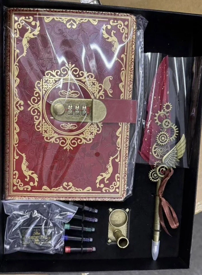 Juego de tinta pluma pluma con pluma y cuaderno Foto 1 de 3