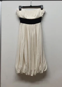 DIANE VON FURSTENBERG Cream Strapless Dress With A Black waist Tie Bow Sz 6 MIDI - Picture 1 of 6