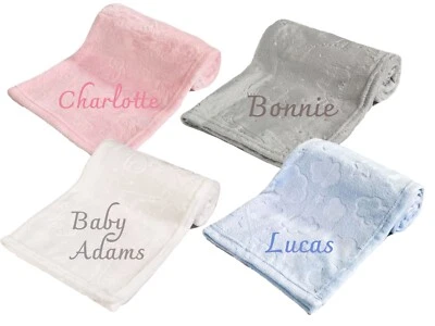 Personalised Baby Wrap Soft and Silky with Embossed Pattern 60 x 75 cm - Image 1 of 4