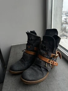 A.S 98 cowboy wester leather avant gard women's navy blue suede boots Size: 37 - Picture 1 of 8