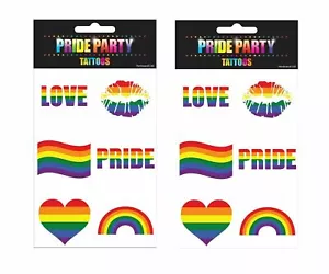 12 x RAINBOW PRIDE TEMPORARY TATTOOS Lesbian Gay LGBTQ+ Parade Freedom Tattoo 🌈 - Picture 1 of 3
