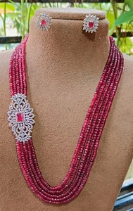 Indian Bollywood Gold Plated Kundan Long Red Necklace Bridal Wedding Jewelry Set - Picture 1 of 6