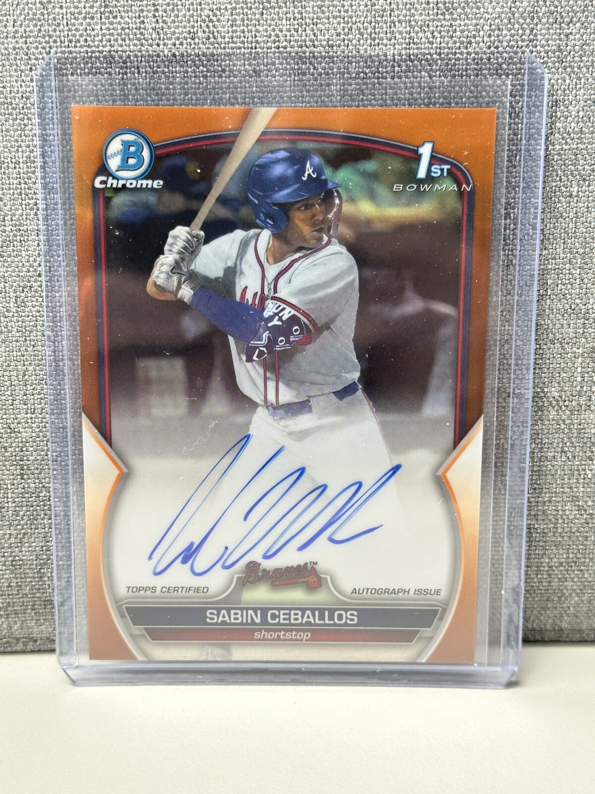 SABIN CEBALLOS 2023 BOWMAN DRAFT CHROME 1st BOWMAN TRUE ORANGE REFACTOR AUTO /25