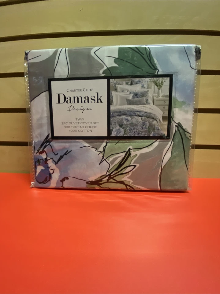 Charter Club Damask Designs Twin 2 PC Comforter Cover Set 300tc J