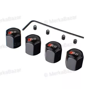 4 x Tapones RS Audi antirrobo para valvula de neumaticos rueda llanta negros - Picture 1 of 1