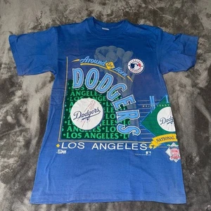 Vintage 1992 Salem Single Stitch AOP Los Angeles Dodgers Baseball Shirt Large - Picture 1 of 21