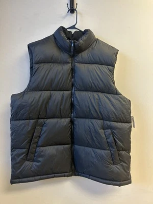 Antigua chaqueta azul marino para hombre chaleco acolchado XXL 2XL negro cuello falso cremallera invierno exterior nueva con etiquetas Foto 1 de 4