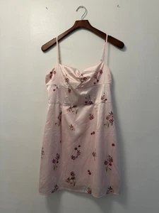 Princess Polly Mini Pink Satin Floral Dress Size 14 - Picture 1 of 9