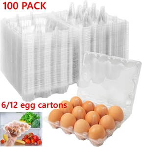 6/12 Eggs Plastic Egg Carton Pack of 100 Perfect for Family Farm Markets Display - Picture 1 of 15