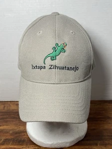 Cappello Berretto Ixtapa Zihuatanejo Ricamato Geco Cinghia Regolabile Beige - Foto 1 di 7