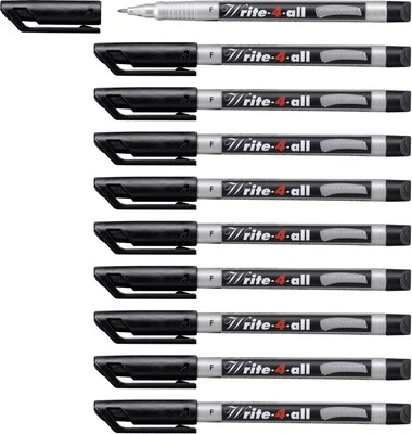 Permanent Marker Pen - STABILO Write-4-all - Fine - Pack of 10 - Black Fine Blac - Image 1 of 4