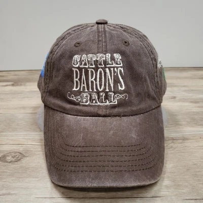 Gorra de baile de barón de ganado con correa trasera marrón Sociedad Americana Contra El Cáncer para hombres Foto 1 de 4