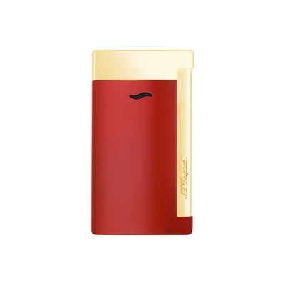 ACCENDINO S.T. DUPONT SLIM 7 LACCATO ROSSO LUCIDO E FINITURA COLOR ORO - Immagine 1 di 4
