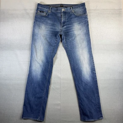 Hugo Boss Jeans Mens 38x34 Blue Medium Wash Maine Regular Fit Straight Denim - Image 1 of 4