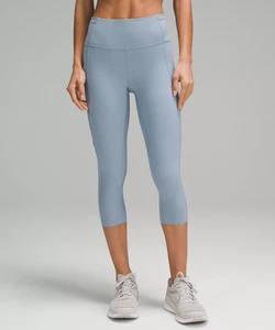 Lululemon Fast Free Crop II Leggings Nulux 19 Grey Blue Size 8 - Picture 1 of 10