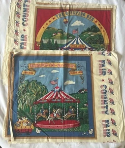 Joan Massey 90s Fabric Panels Vintage Fairground USA Carnival Children’s RARE 7 - Picture 1 of 6