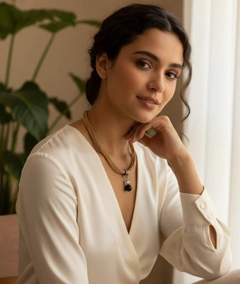 Collar mini cuerda en capas de 16" multihilo joyería de moda Foto 1 de 4