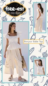 🌞NEW Romantic Free People Free-est Bonjour Babe Corset Top Sz Small Ivory White - Picture 1 of 20