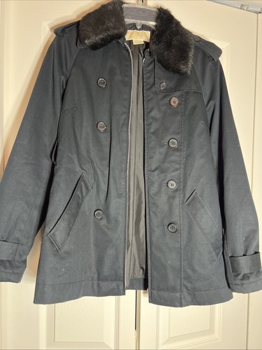 Cappotto Michael Kors piccola zip davanti collo pelliccia pea