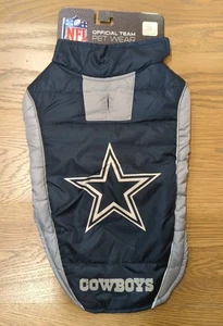 NFL Dallas Cowboys Dog Puffer Vest Size Medium Warm Insulated Adjustable Petwear - Picture 1 of 8