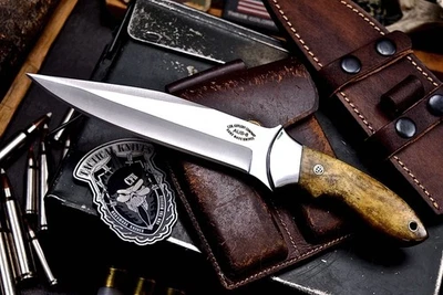 CFK Handmade AUS 8 Custom BROWN CAMEL BONE Hunting Camping Skinning Trail Knife - Image 1 of 4