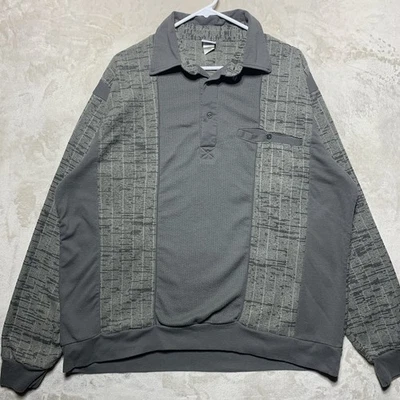 Vintage Haband Casual Joe Banded Bottom Knit Polo Shirt Men’s XL Grandpa L/S - Image 1 of 4